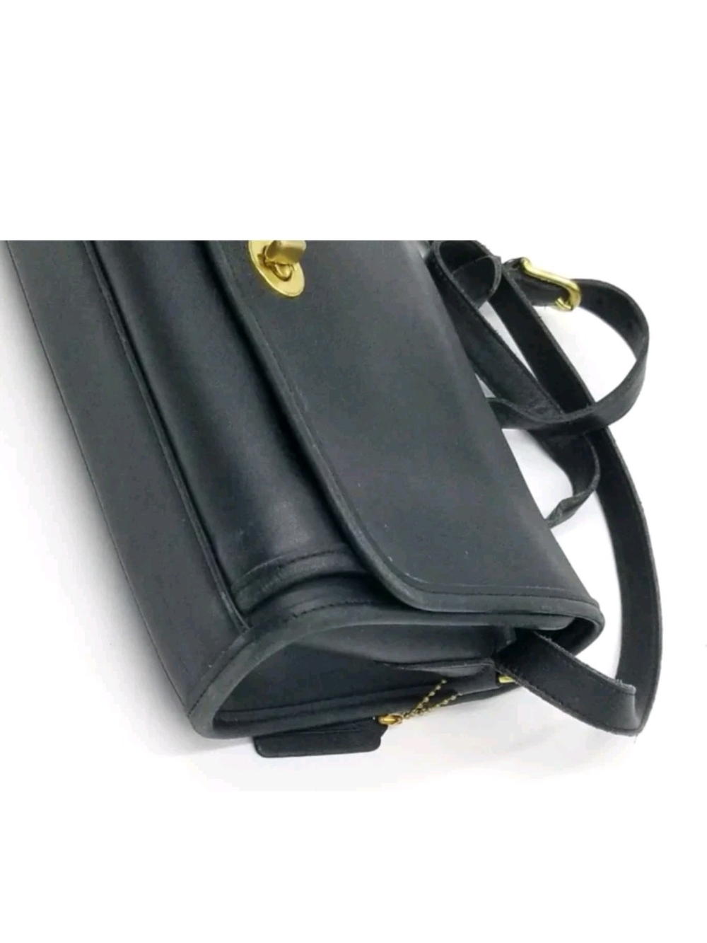 Coach Navy Blue Leather Crossbody with Gold Turn-Lock - Picture 5 of 16
